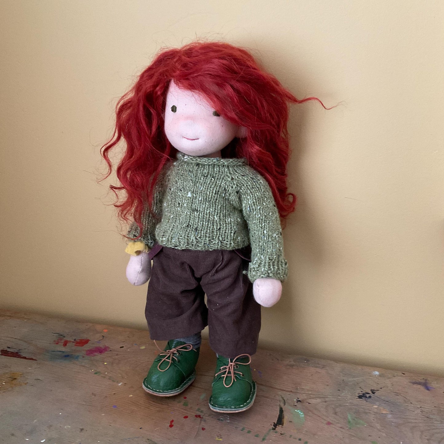 Ruby, a Waldorf Inspired Doll, 13.5", handmade with natural fibres